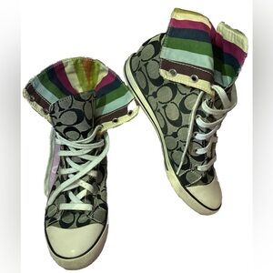 Coach Bonney High Top Multi Color Stripe Sneakers(sz 8)